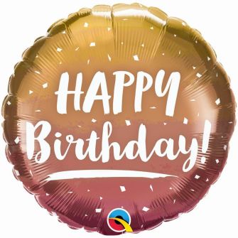 Куля кругла "Happy Birthday" золоте омбре 46 см